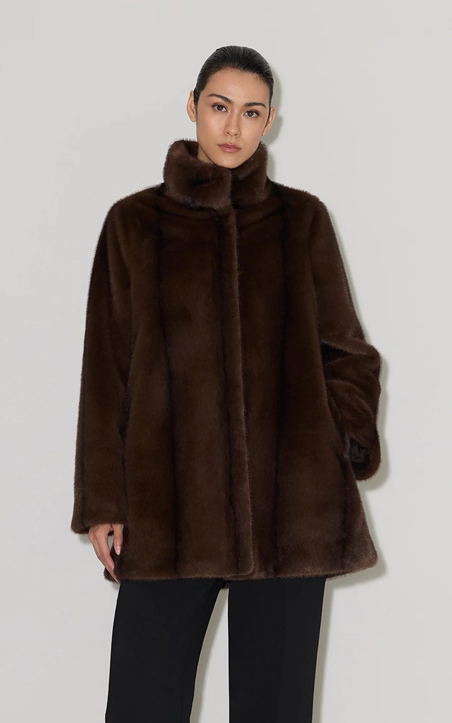 SHEILA-Faux Mink Fur Swing Coat Sale price