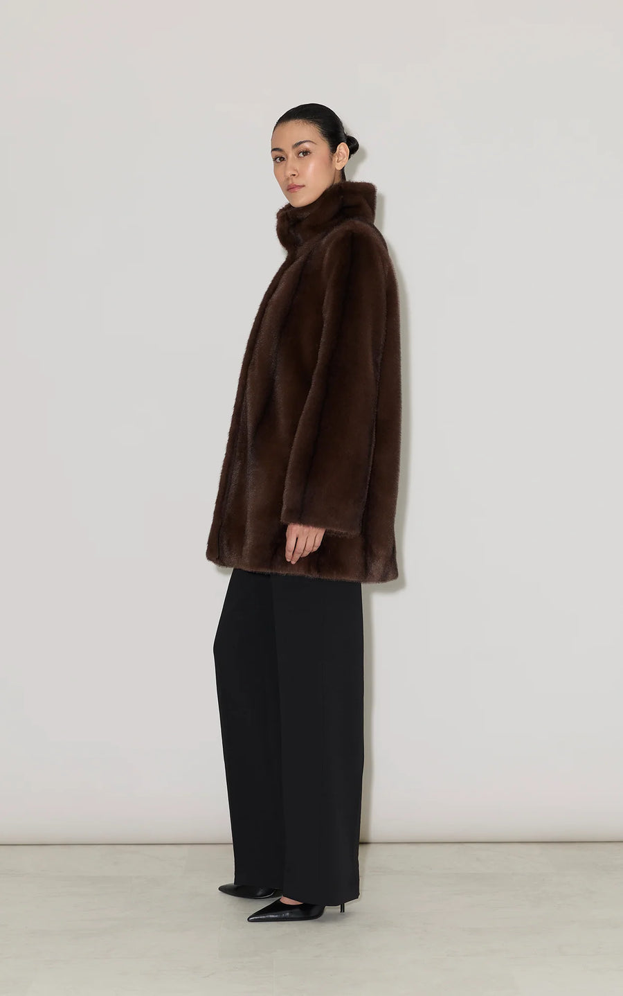 SHEILA-Faux Mink Fur Swing Coat Sale price