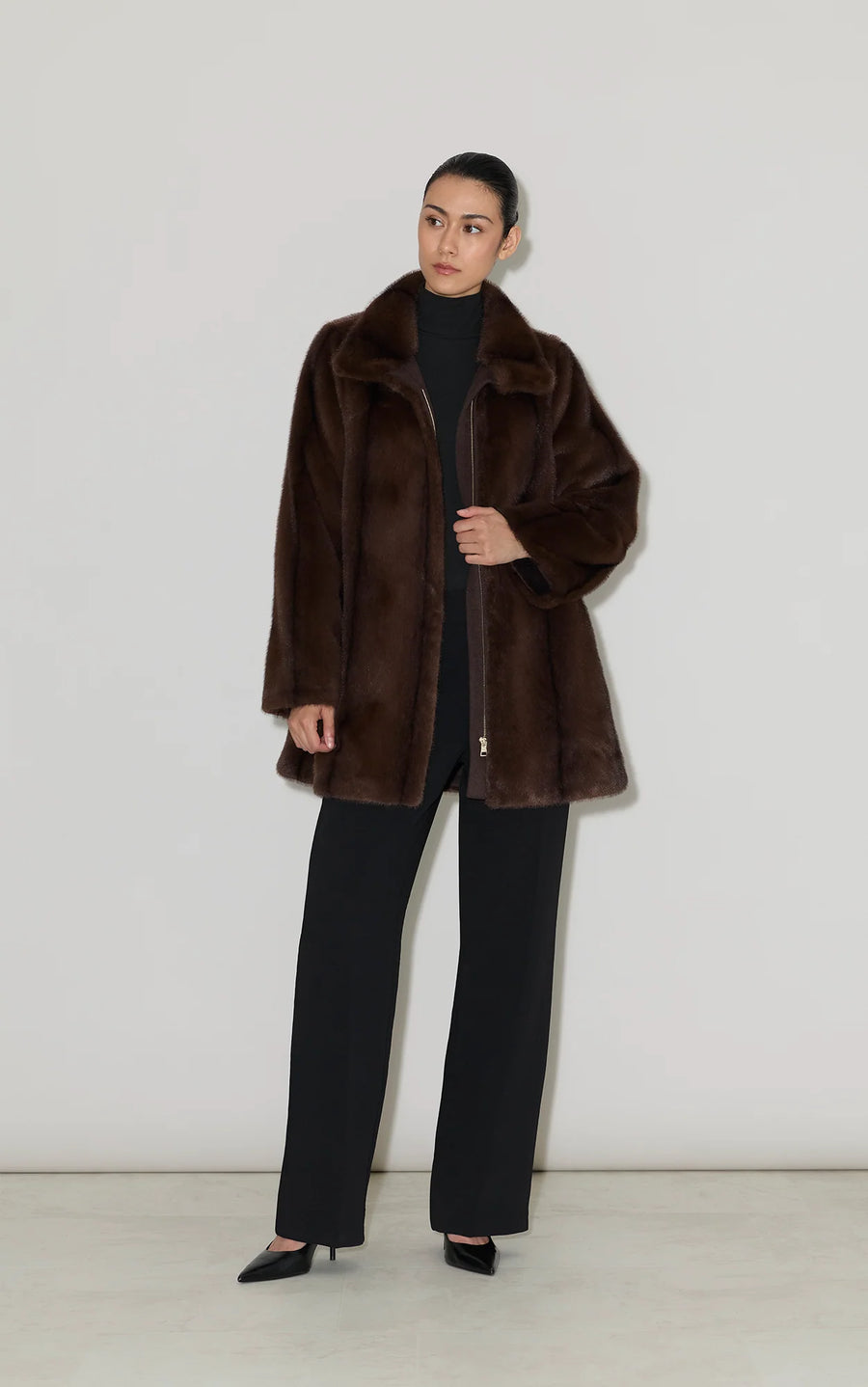 SHEILA-Faux Mink Fur Swing Coat Sale price
