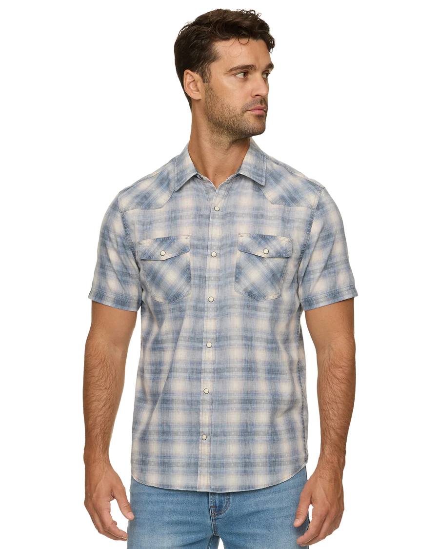 SM26WS3751 Bourne SS Vintage Soft Plaid Western Shirt