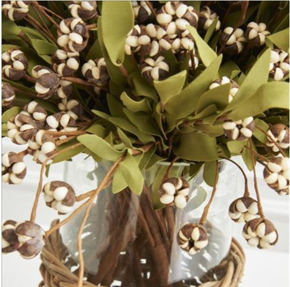 16459A 22 Inch Cream Bud Bush w/Eva Foliage