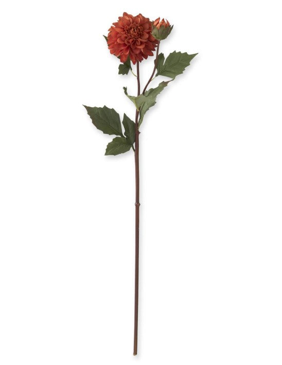 42481A-OR 26 Inch Rust Bud & Blossom Faux Dried Dahlia Stem