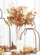 14252A-BR 27 Inch Brown Berry Spray w/Green Leaves