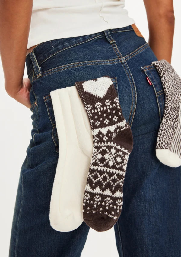 Nordic Knit Sock Pack Brown Pattern