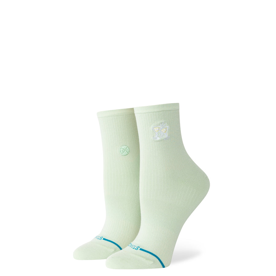 Womens Fine Rib Quarter Socks Green