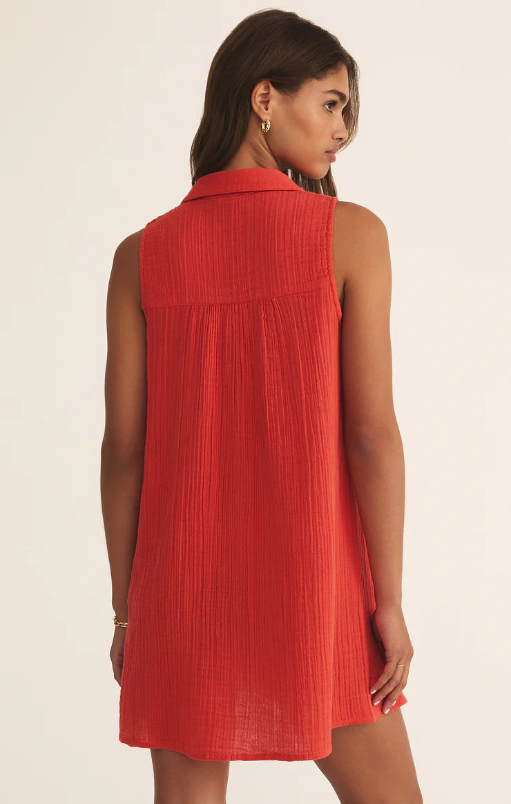 New Light Gauze Mini Dress Cabana Red
