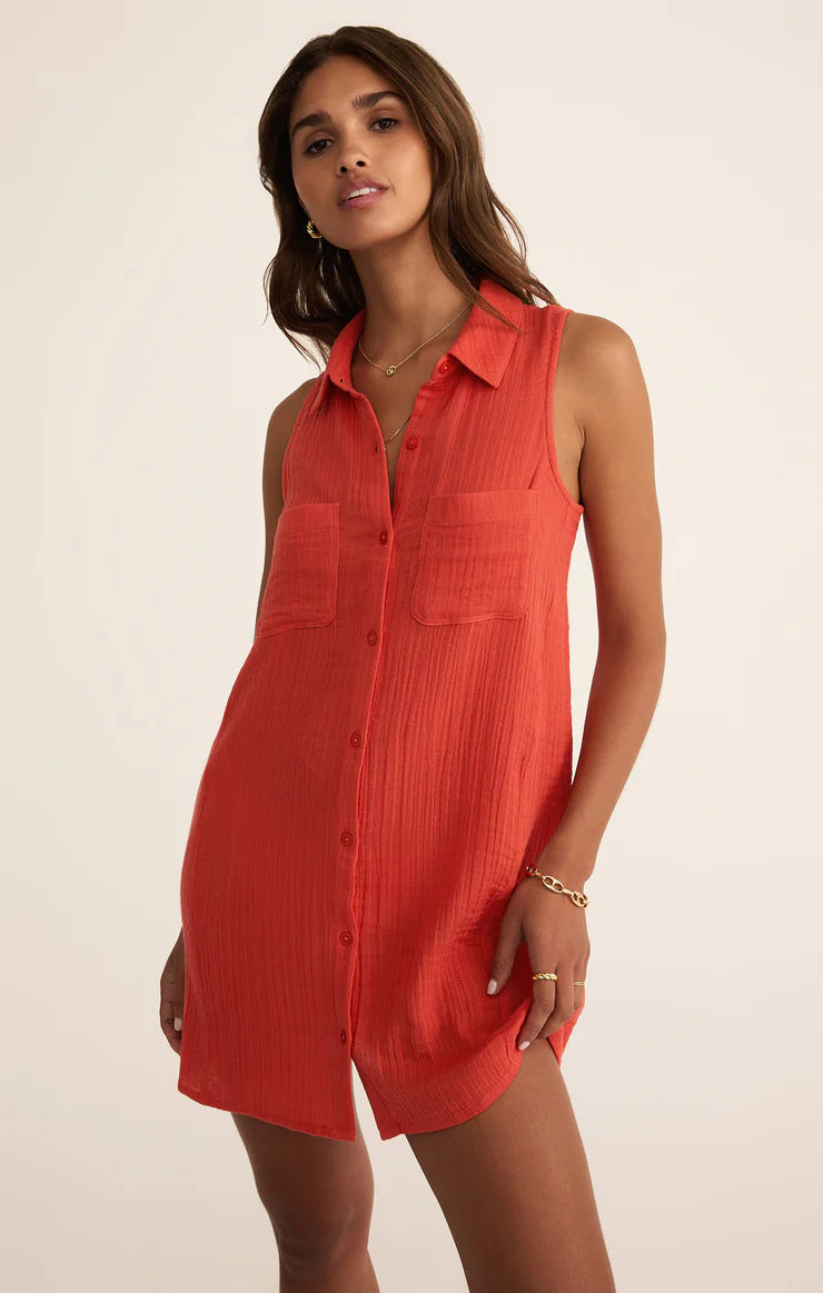 New Light Gauze Mini Dress Cabana Red