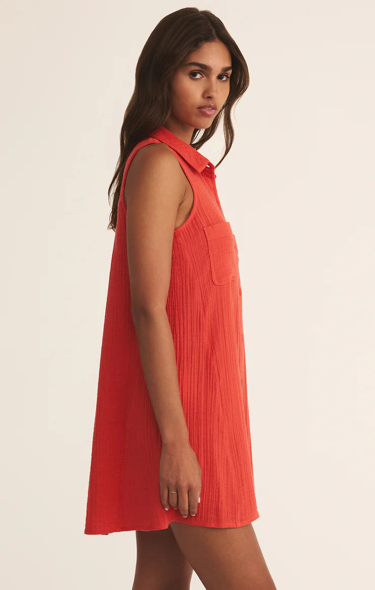 New Light Gauze Mini Dress Cabana Red