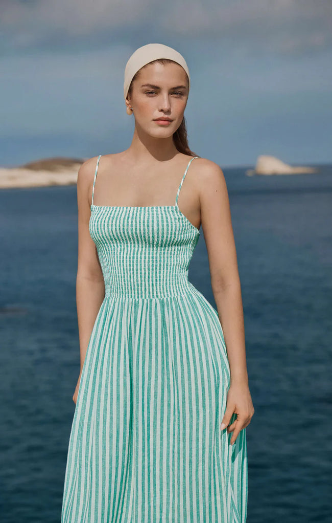 Bayside Stripe Linen Maxi Dress