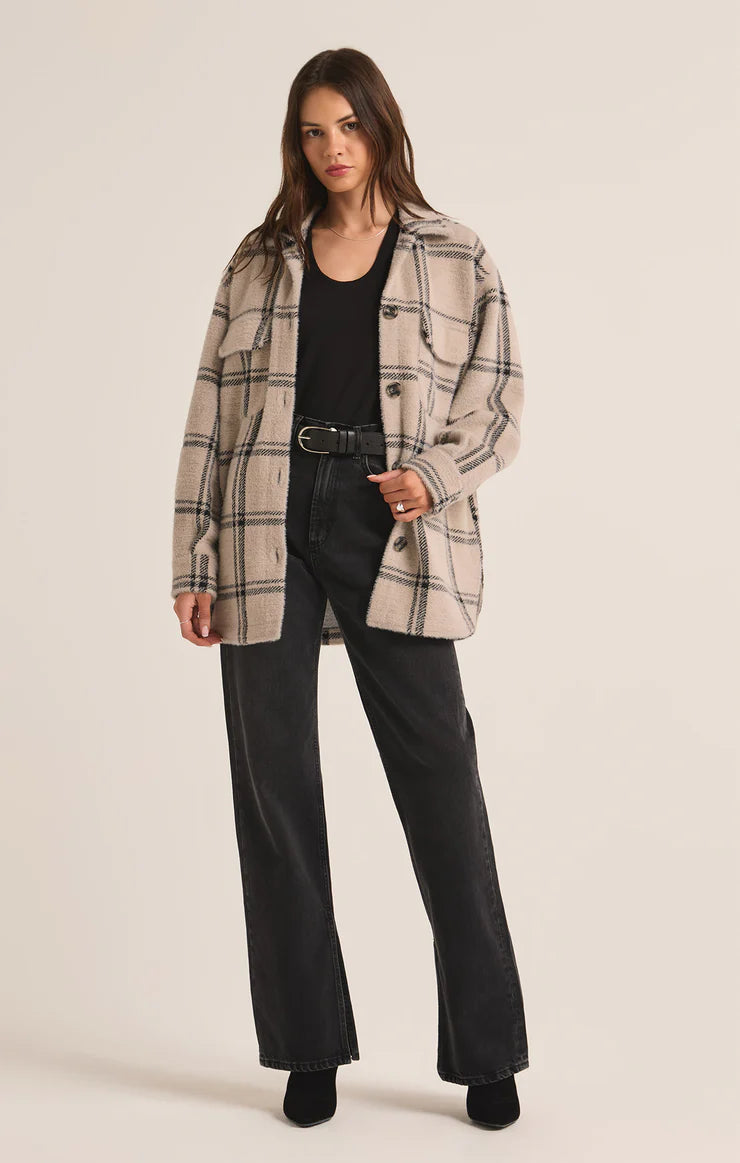 Plaid Tucker Shirt Jacket - Crystal Grey