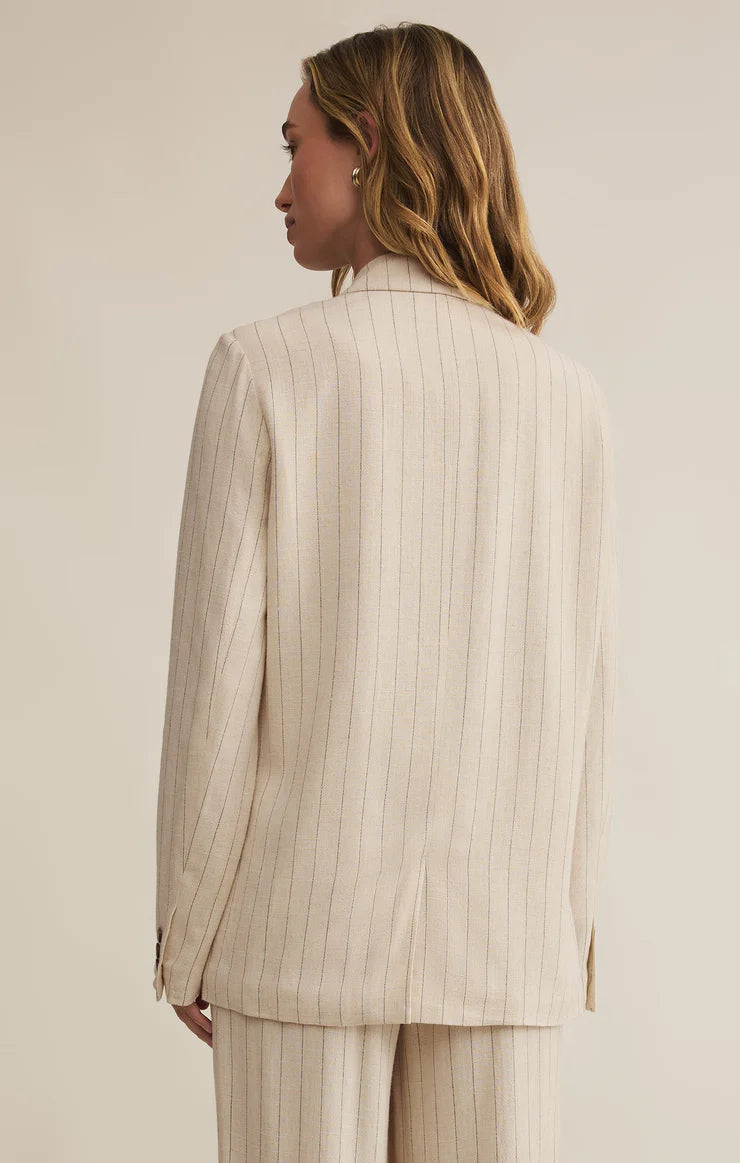 Livingston Pinstripe Blazer Linen