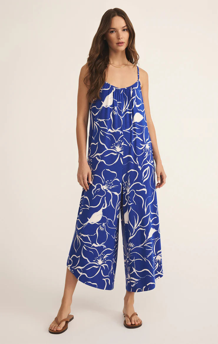 Cala Floral Flared Jumpsuit - Oceanside