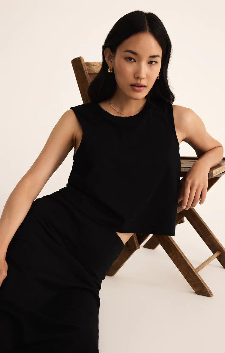 Sloane Cotton Jersey Tank True Black