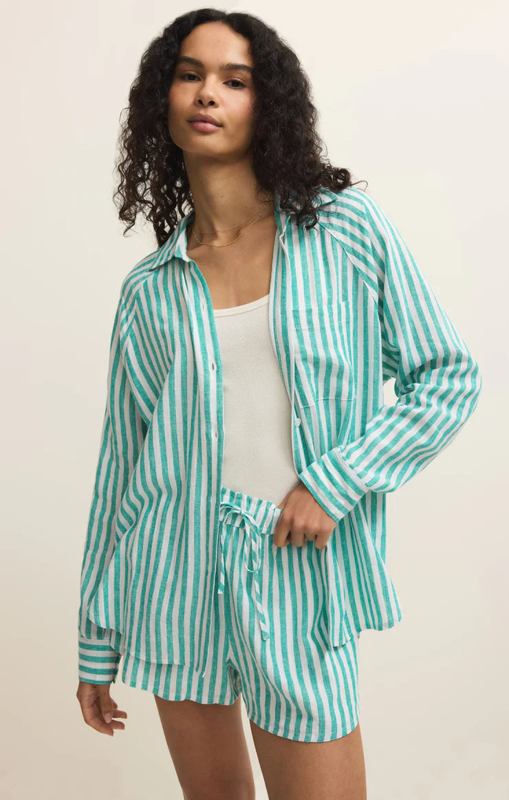 The Perfect Linen Stripped Top La Palma