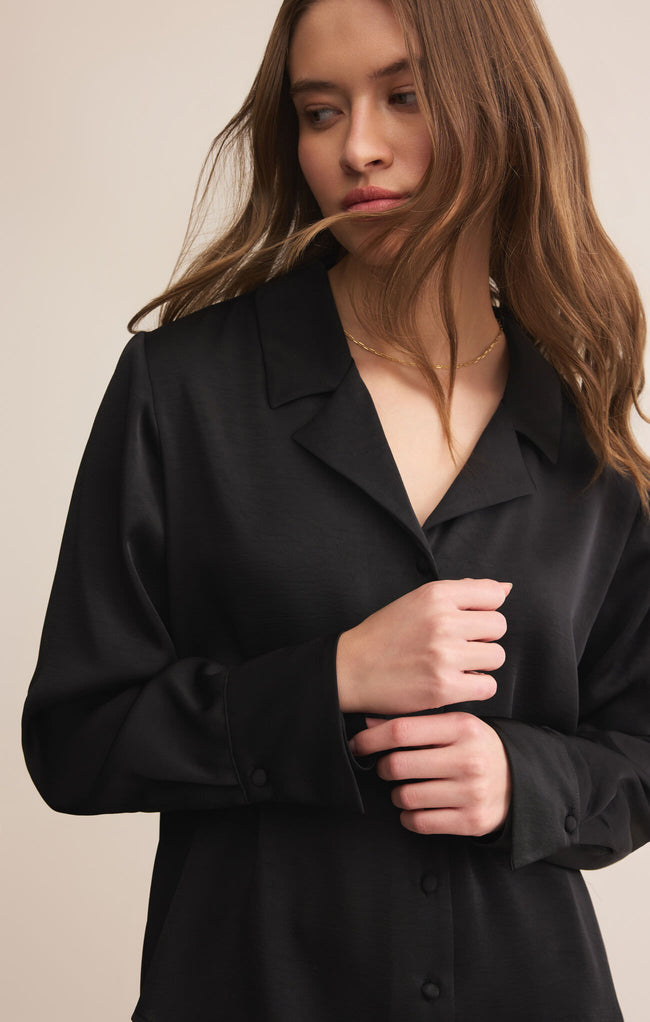 Ana Satin Top Black