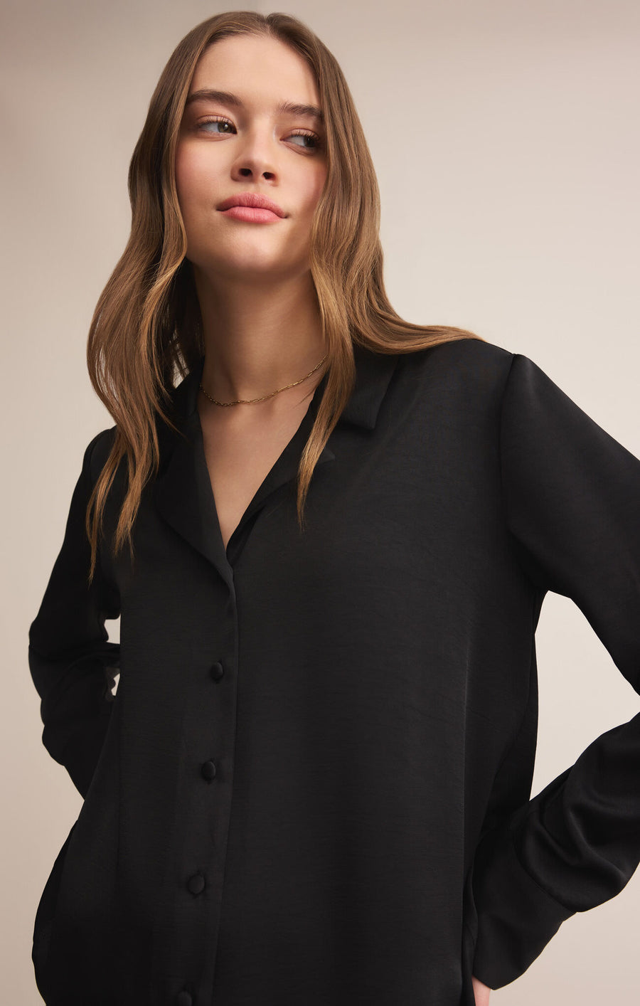 Ana Satin Top Black