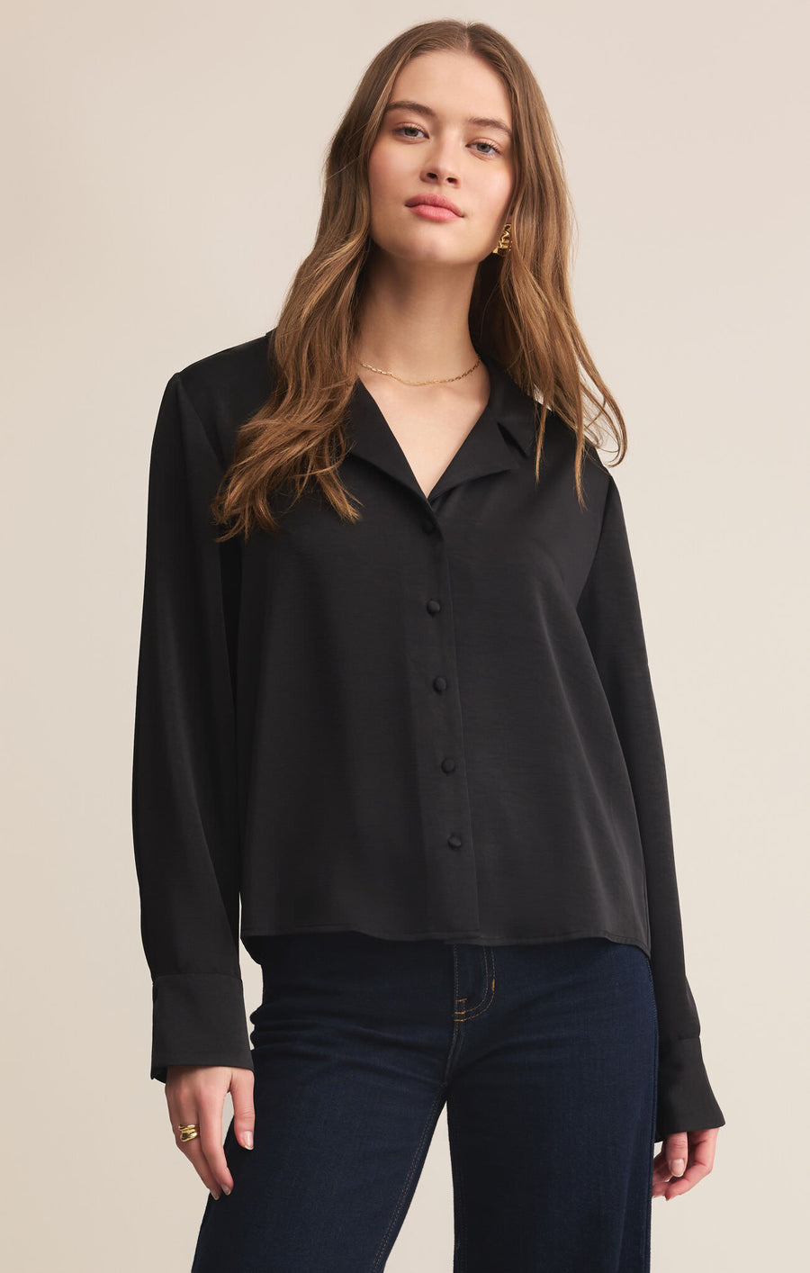 Ana Satin Top Black