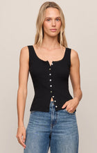 Lainey Pointelle Button Front Tank Black