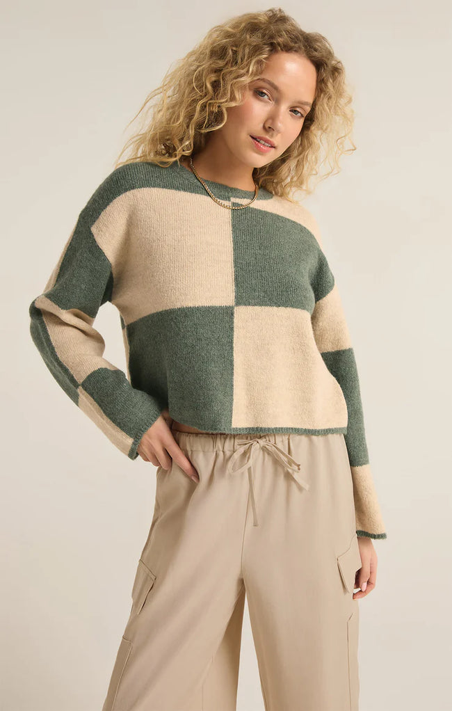 Rosi Blocked Sweater - Palm Green