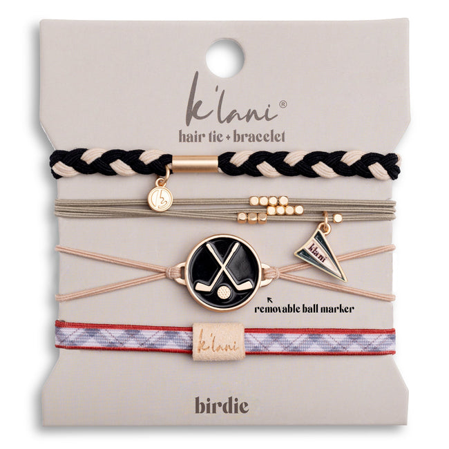 "Birdie" Black & Green Hair Tie Bracelets with Removable Ball Marker