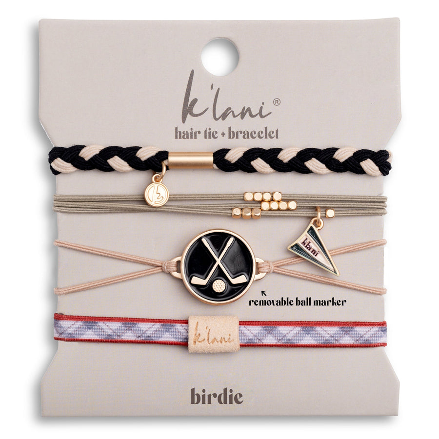 "Birdie" Black & Green Hair Tie Bracelets with Removable Ball Marker