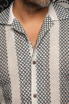 Open Collar Shirt Raj - T Cream Black