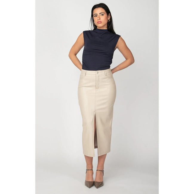 2422348 T Faux Leather Midi Skirt