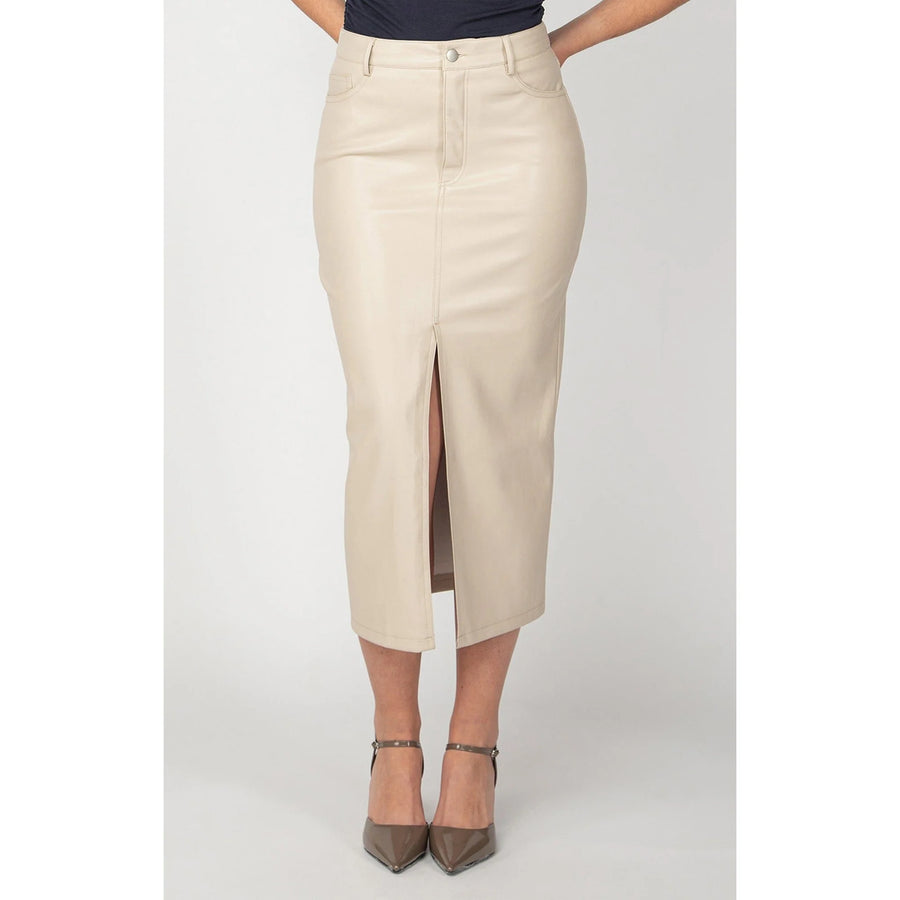 2422348 T Faux Leather Midi Skirt