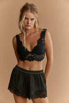 Petal Party Lace Plunge Bralette Black
