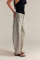 Good Luck Mid-Rise Printed Barrel Jeans Snake Combo
