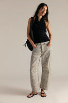Good Luck Mid-Rise Printed Barrel Jeans Snake Combo