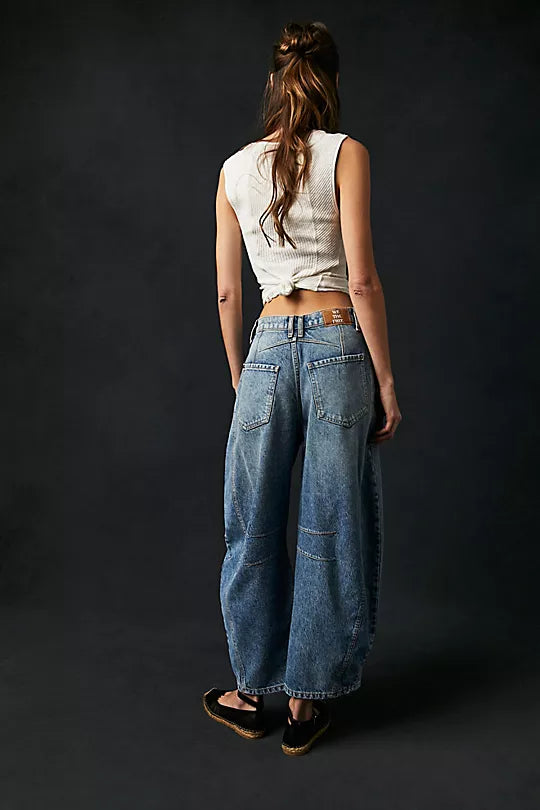 We The Free Good Luck Mid-Rise Barrel Jeans