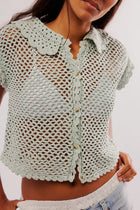 Lily Crochet Top Pale Aqua