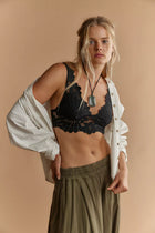 Petal Party Lace Plunge Bralette Black