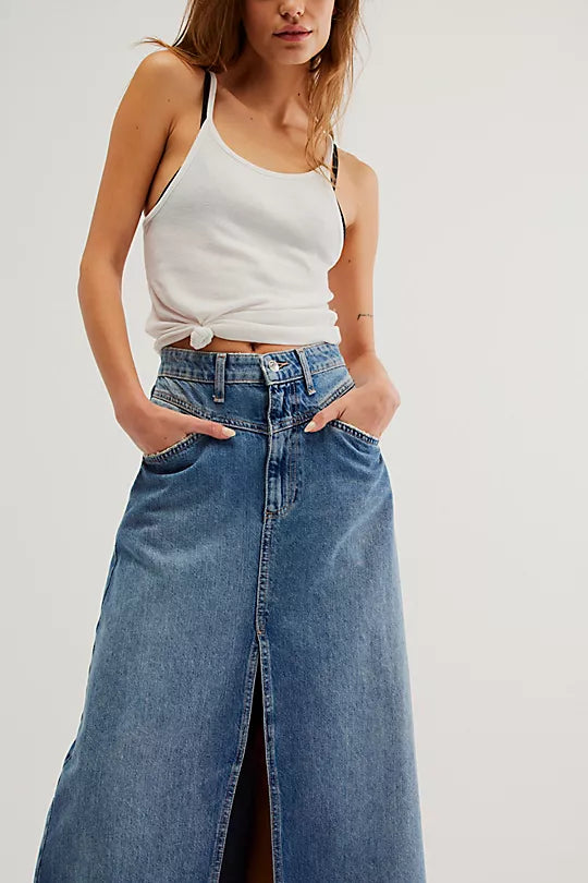 Free People - Come As You Are Denim Maxi Skirt