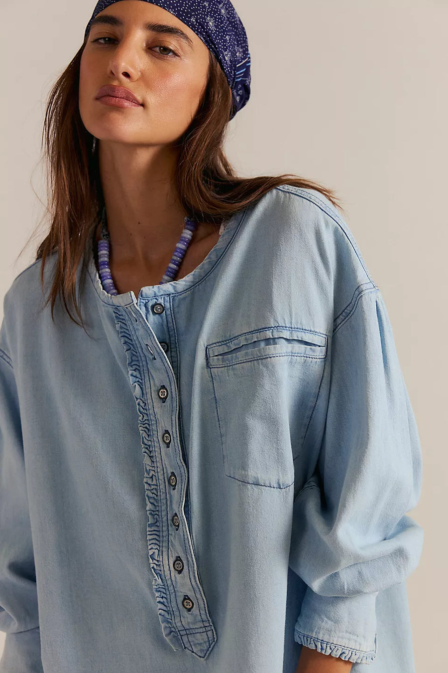 Free People - Denim Dreaming Pullover