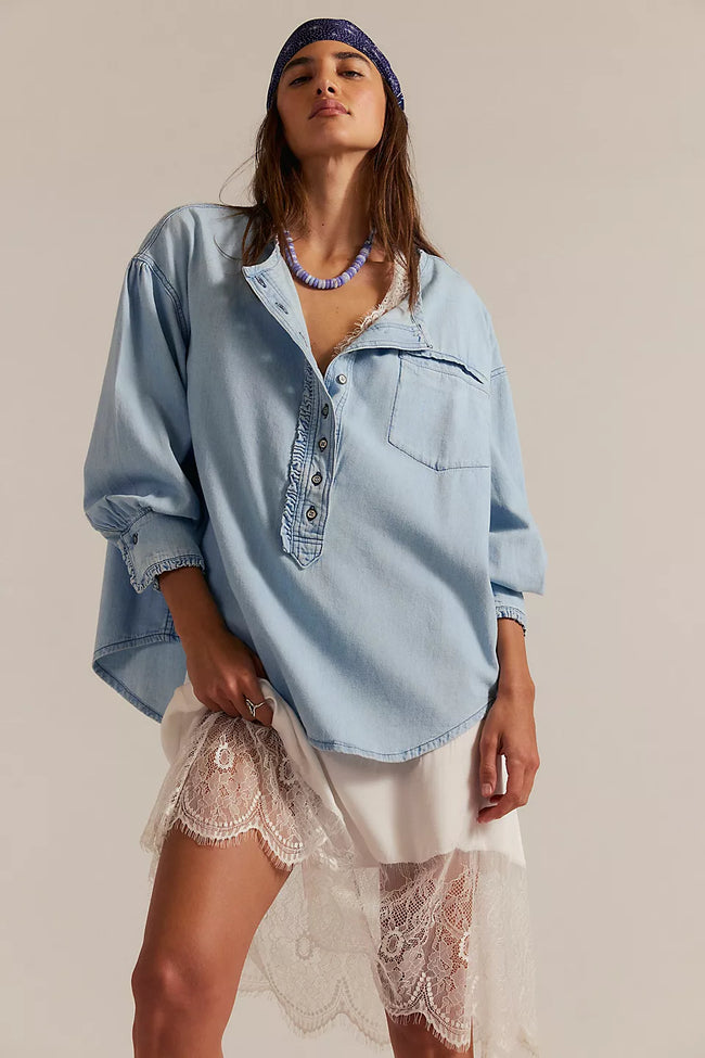 Free People - Denim Dreaming Pullover