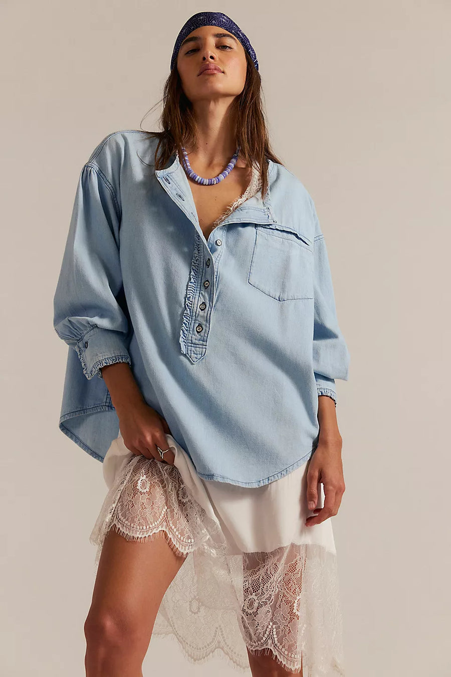 Free People - Denim Dreaming Pullover
