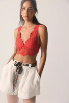 Petal Party Lace Plunge Bralette Atlas Red