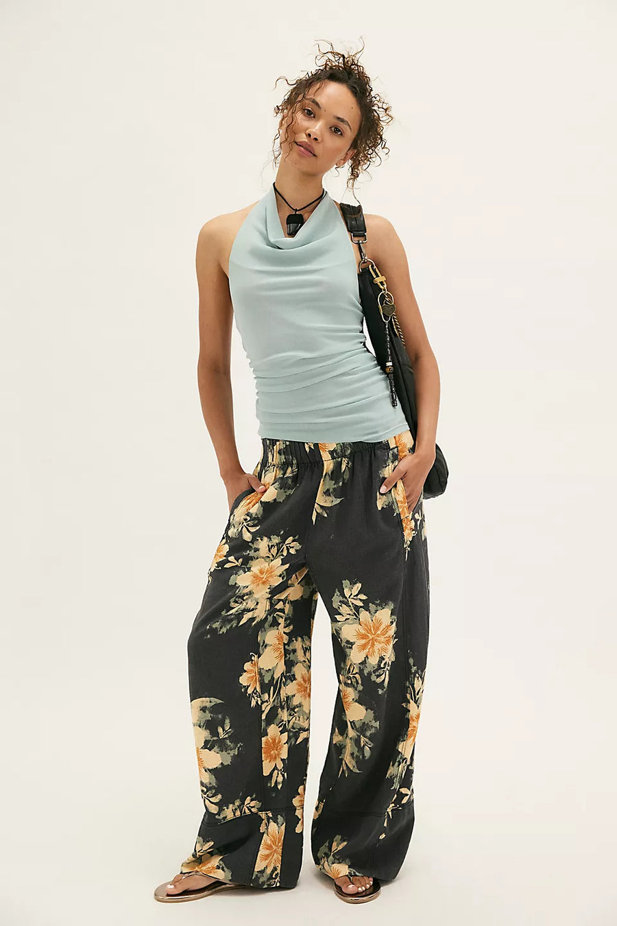 Day's End Printed Linen Pull-On Pants