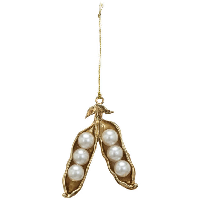 Metal & Faux Pearl Pea Pod Ornament