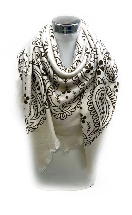 Large Square Scarf with Bandana Pattern