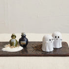 Embossed Stoneware Ghost Shaped Salt & Pepper Shakers