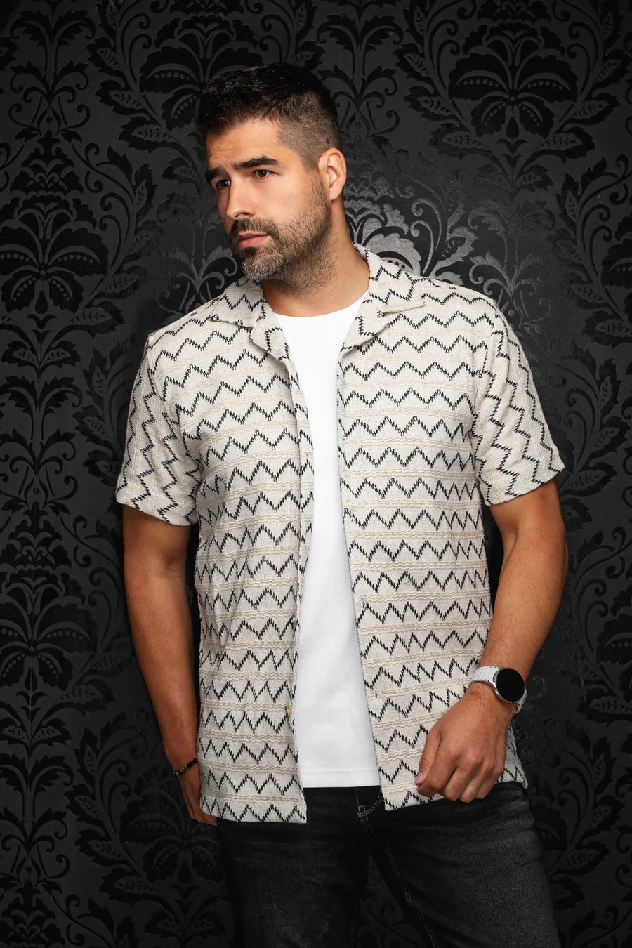 Open Collar Shirt Raj - T Stone Navy
