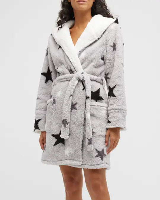 Light Grey Star Fleece Robe