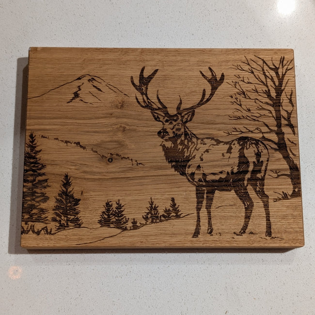 Oak Bar Board - Scenic Stag