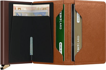 Premium Slimwallet Embossed Lines Cognac