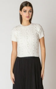 2627019 T Embellished Cable Sweater