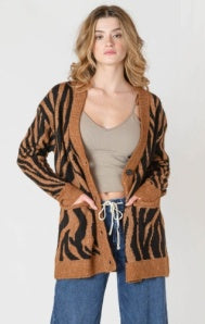 2627265 DG Button Front Patterned Cardigan