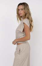 Cindy Strong Shoulder Sleeveless Knit Top Oatmeal